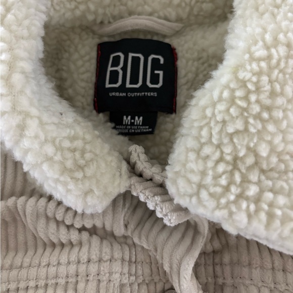 Anthropology BDG Cream Corduroy Sherpa Cropped Trucker Jacket - Picture 5 of 5